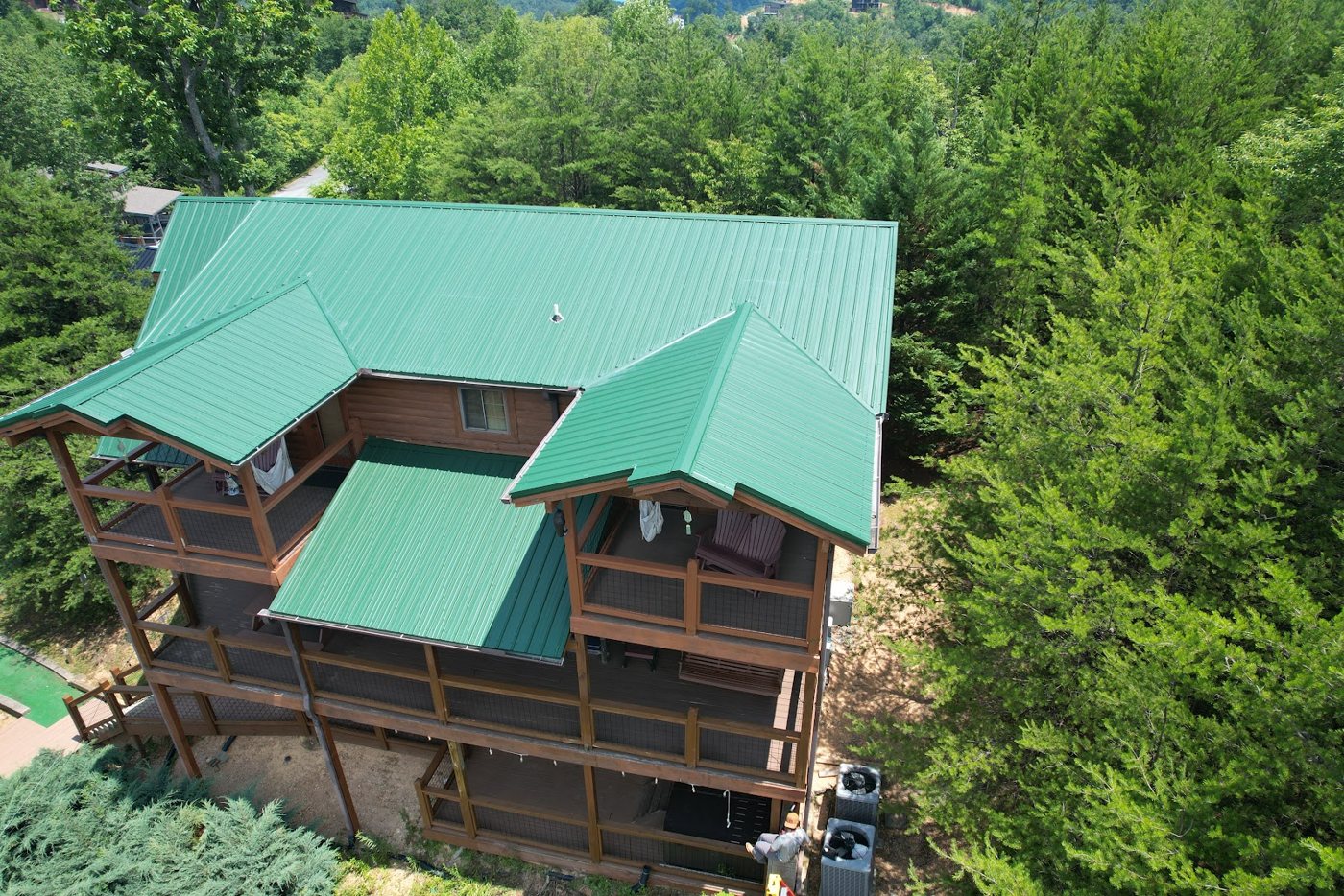 Bright living room with freshly re-roofed rooflines